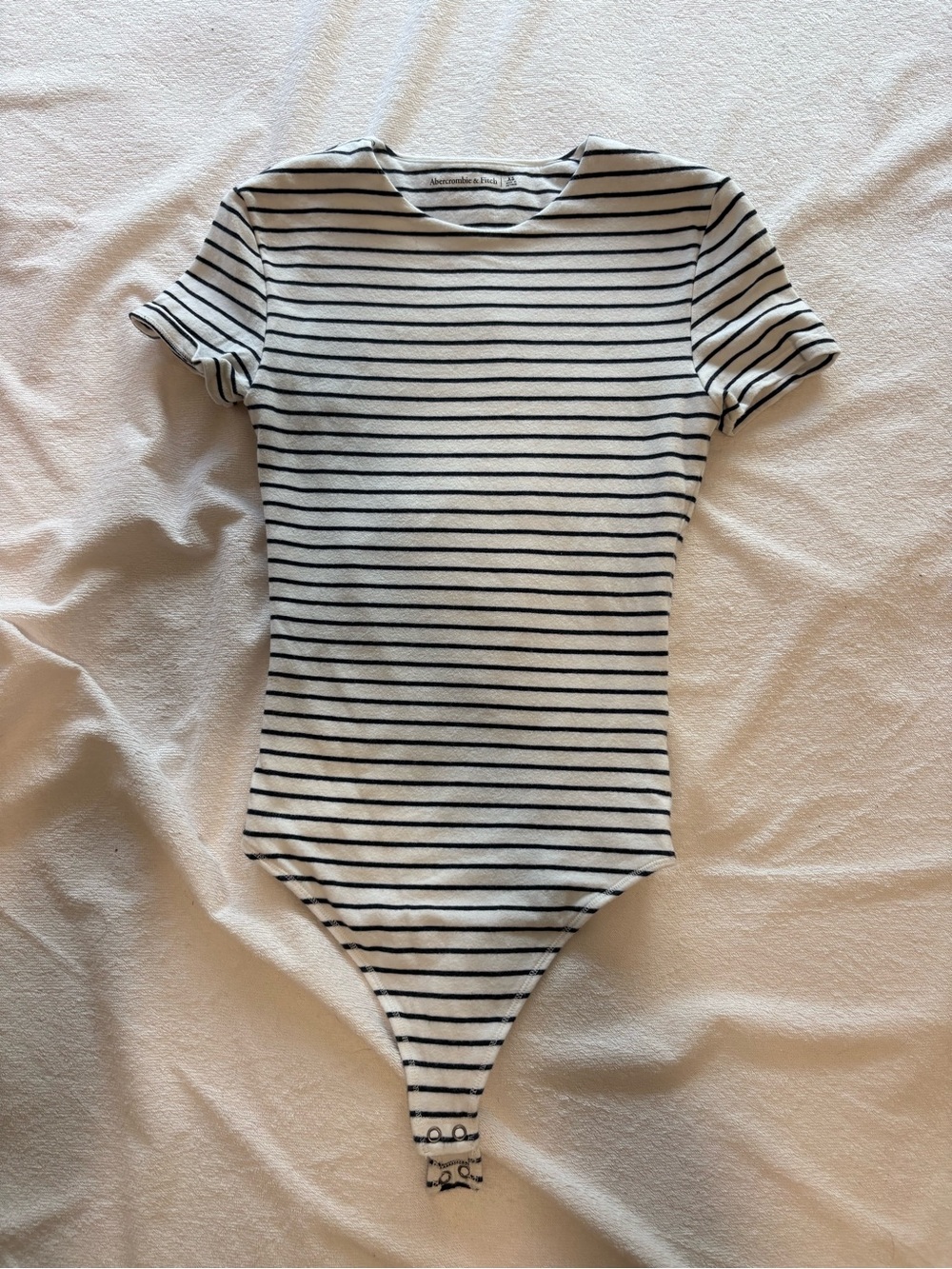 Abercrombie & Fitch Black and White Striped Short-Sleeve Bodysuit